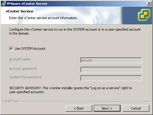 8 Enter the administrator name and password that you use when you log in to the system on which you are installing