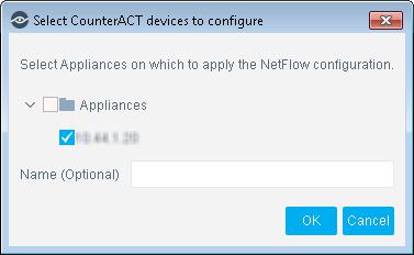 2. Do one of the following: Select one Appliance and select OK. A configuration tab appears for the Appliance you selected. Select several Appliances and enter a name in the Name (Optional) field.