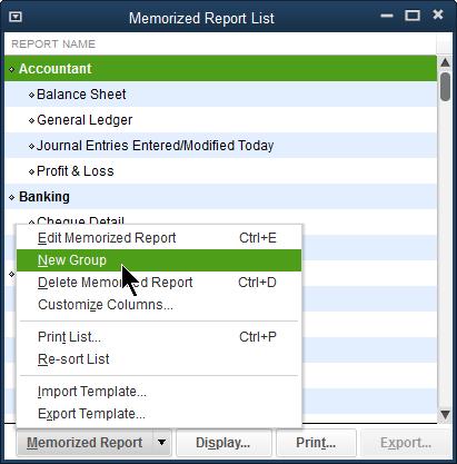 Create Memorized Report Groups Create Memorized Report Groups In addition to saving report settings, you can create memorized report groups you can use to organize your memorized reports in a way