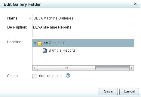 Working with Gallery Folders 21 Status specifies whether the gallery folder or gallery is public or private. Last Modified Date specifies the date when the gallery folder or gallery was last changed.