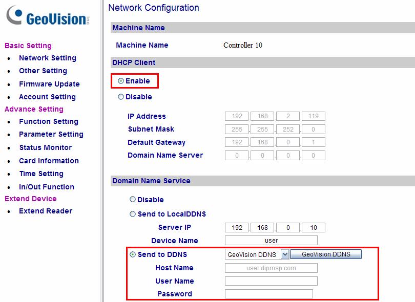 8 Installing on a Network Configuring the GV-AS / GV-EV Controller on Internet After acquiring a domain name from the DDNS Server, you need to configure the registered domain name on the controller