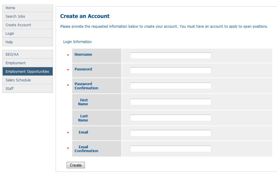 Applying 1: Login Continued Choosing to Create a new account now will take you to this screen where you choose a Username and Password.