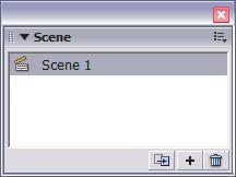 The Scene panel lets you quickly add, duplicate, delete, name, or rename scenes, and it also provides a way to jump to different scenes