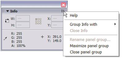 Note: To return the panels to their default locations, choose Window > Workspace Layout > Default.