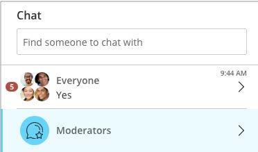 There is also a way to begin a Private Chat via the Attendees pane.