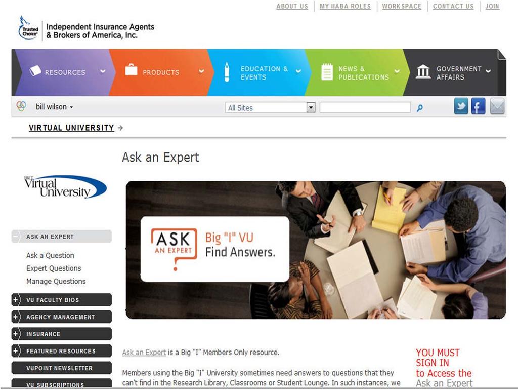 The new Ask an Expert area has three components. Non members or anyone not logged in to the web site(s) will only see this page and cannot ask a question.