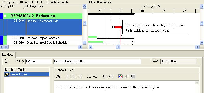 Each Notebook Topic may be displayed on a bar one at a time by selecting the topic in the Bar Labels tab.