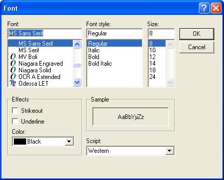 8.7 Format Fonts and Font Colors The format font options are: The Activity Data fonts are formatted in the Table, Font and Row form (displayed in the paragraph above) by selecting View, Table Font