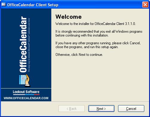 4. Select an installation folder for the OfficeCalendar Client installation (for ease of support we