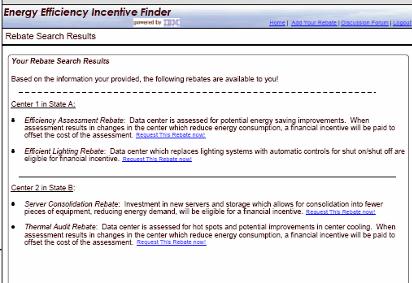 Energy efficiency incentive finder - a community of energy users and energy providers where everyone can benefit An open, Web-enabled clearinghouse for data center energy efficiency programs offered