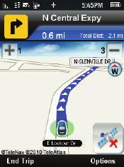 Navigation Screen Estimated Distances (per segment & total) Magnification Your Current Location No GPS Signal Other Driving Options Once you have entered your desired location and your phone has