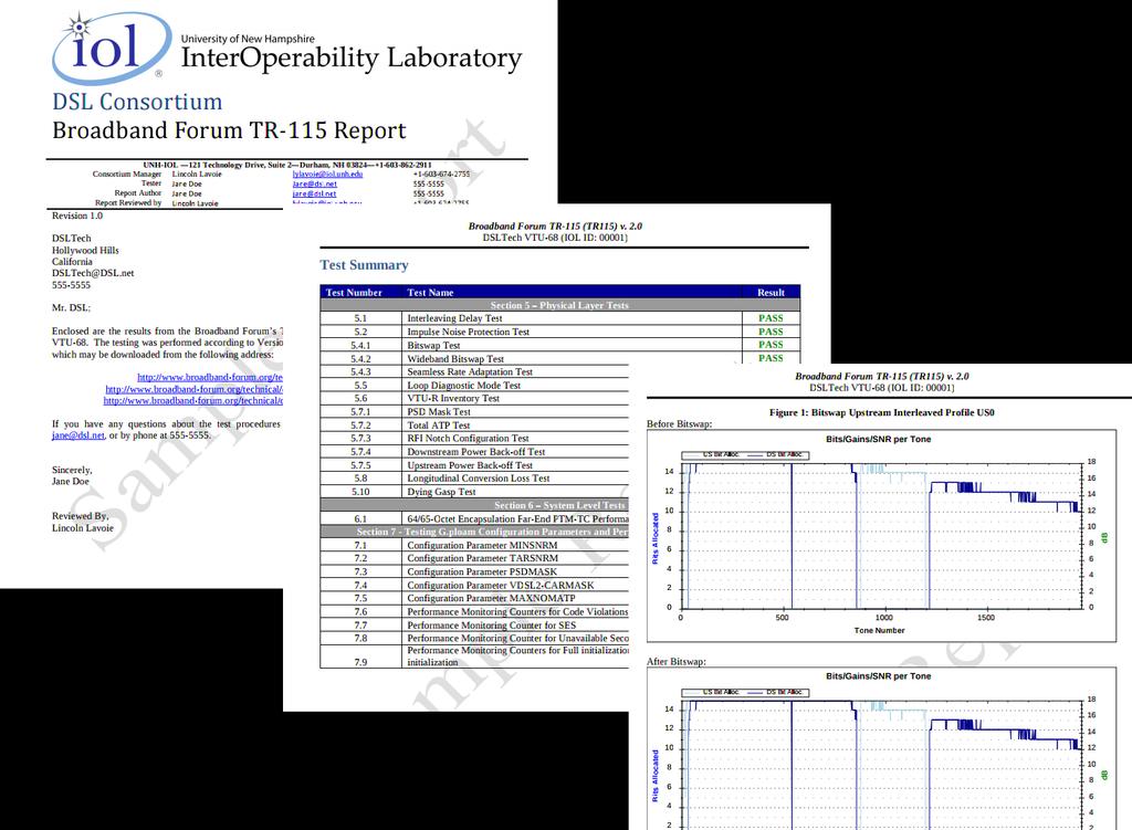 SAMPLE TEST REPORT When your products are tested at the UNH-IOL, you will receive a detailed report of the results.