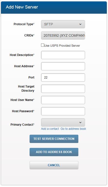 The Primary Contact field is required so the Application Team has a point of contact if there is a problem communicating with the server. Select a contact from the drop-down list.
