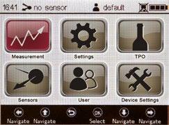 4. Create a New Sensor manually: Use the button to switch to the Main menu. Select and press 