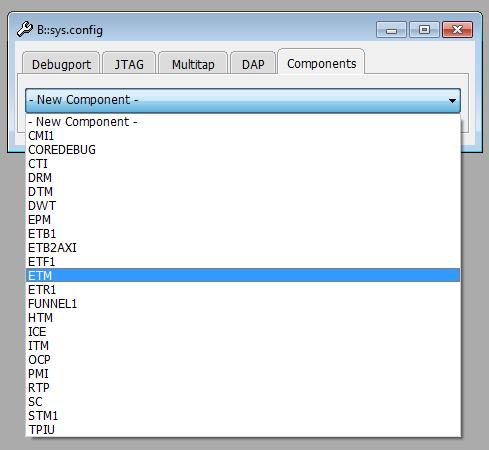 state window you can comfortably add the debug and trace components your chip includes and