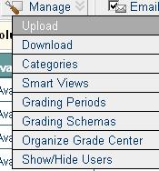 Organize Grade Center Click on Manage --> Organize Grade Center You can: Show/Hide selected columns