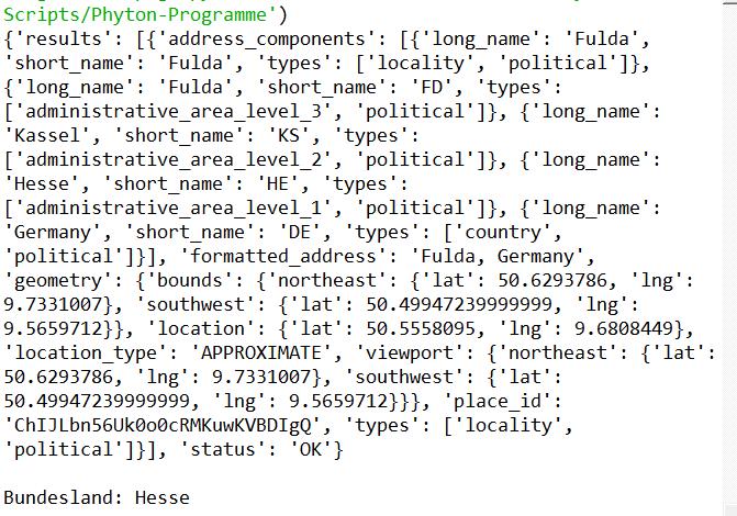 Programmierung einer API Script zur weitern Datenverarbeitung in Python.