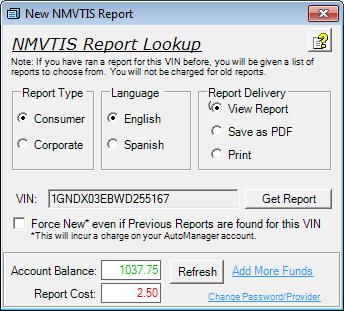 Single NMVTIS Reports Quick VIN Reports This is a fast way to run any VIN whether or not it is in your inventory.