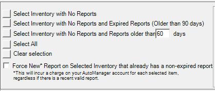 Selecting Vehicles In the list you can select vehicles that you wish to run a report on using the checkboxes next to the list items.