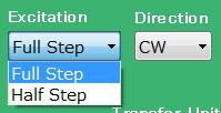 rotated per step Half Step- Smaller angle rotated per step Direction: CW- Clockwise CCW- Counter clockwise *The step