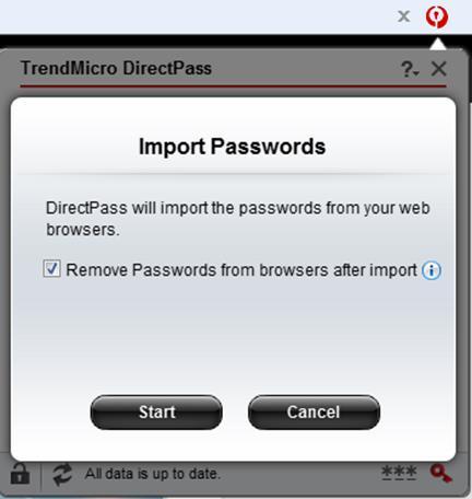 A dialog appears to begin the import. Figure 22. Import Passwords 7.
