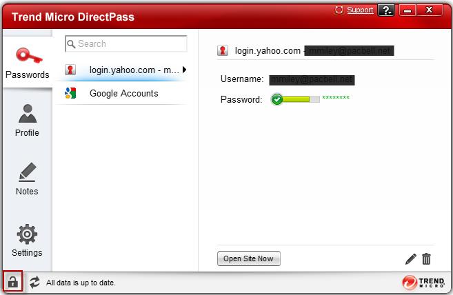 Locking DirectPass from the Console You can lock DirectPass directly from the Console (as well as from the Browser plug-in).