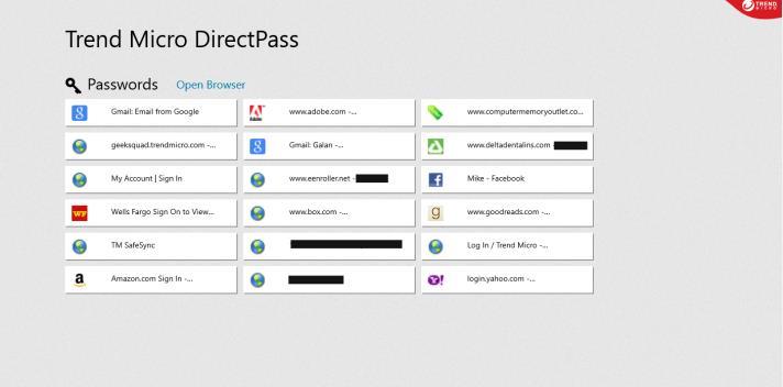 Figure 106. Open Browser 3. Click/Tap Open Browser. The DirectPass browser menus appear. Figure 107.