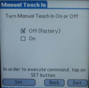 5.2f Adjust Manual Teach In Mode Manual Teach In mode this function is factory disabled and by enabling it the user would be able to activate Clean Mode. 5.