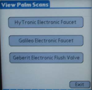 9.0 Bypass Menu View Palm Scans and General Information From Main Menu (Figure 9a) the user is able to Review Previously Scanned fittings (Figure 9b), as well as access General