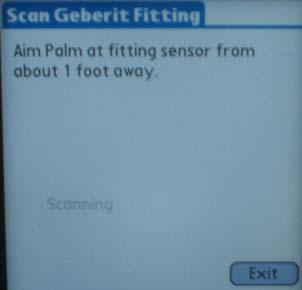 4.0 Scan Geberit Fitting Tapping the Scan Geberit Fitting button on the main menu initiates the data retrieval process from the faucet.