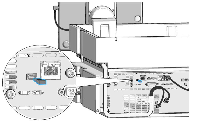 9 Power on the FUSION module. Connect the USB Dongle with its adapter cable (G7108-68000). Plug it into the USB mini-b port at the rear side of the module to activate the InfinityLab Companion.