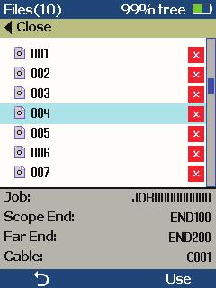 To edit file name While in the Save/Send screen, using Up/Down keys, navigate to the desired parameter: Job, Cable End,