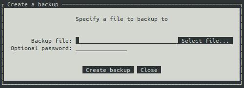 3 Backup The Backup menu contains two items: Backup and Restore. 6.3.1 Backup Normally a backup should be created from the WEB GUI.