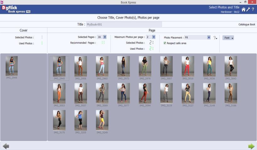 There are other tools in the 'Select Photos' window that helps you to manage the photos(for details, refer section Manage the Photos) Select Photos and Title