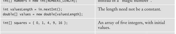 array length as values.