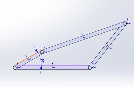 3.2 SOLIDWORKS In the following chapters there would be introduced the studied 4-bar mechanism design in creating parts of model and its simulation in the SolidWorks software. 3.2.1 Illustrations of 4-bar mechanism motion The following table illustrates the behaviour of our Crank-rocker mechanism, while the motion of θ 2 changes with step of 30 0.