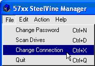 Set Up a Remote Connection 1. In the Status Window, select Change Connection from the File menu.