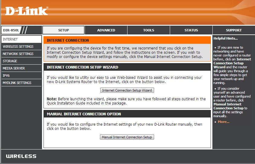 Internet Connection Setup Click Manual Internet Connection Setup to configure your connection manually and continue