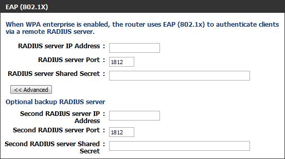 Section 4 - Security 7. Next to RADIUS Server Port, enter the port you are using with your RADIUS server. 1812 is the default port. 8. Next to RADIUS Server Shared Secret, enter the security key. 9.
