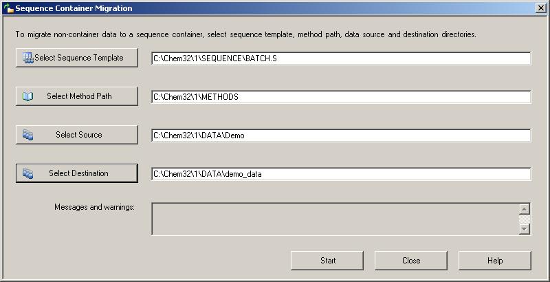 Sequence Container Migration Treatment of ChemStation Legacy Data and Data Migrated from ChemStore 7 Sequence Container Migration ChemStation provides a tool to migrate non-container data to sequence
