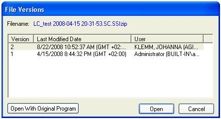 Working With ChemStation OpenLAB Option 4 Data-related workflows Figure 14 File versions dialog 3 Select Open in either dialog to download the item to ChemStation.