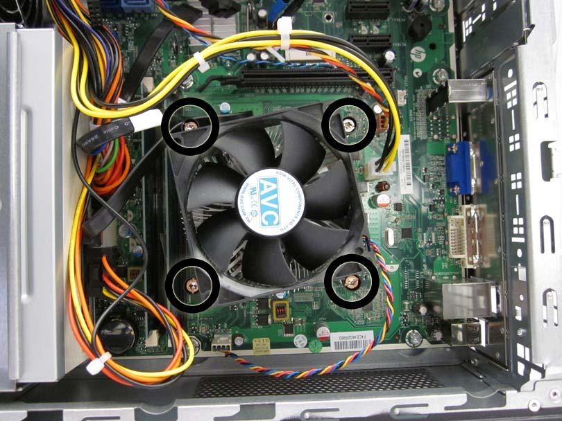 Fan Sink Description Spare part number Fan sink 657402-001 The fan sink is secured atop the processor with four captive Torx screws. A fan cable connects to the system board. 1.