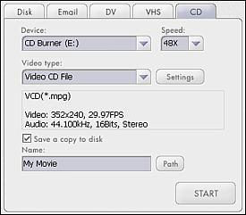 2.6 PRODUCE The final step lets you save your movie in a variety of ways. Consult the Help file for details on the specifics of each case. For this guide, we ll save a movie as a VCD.