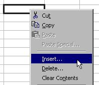Inserting Cells, Rows, and Columns Sometimes when you have a spreadsheet in progress, you will encounter the need to add cells, rows, or columns into the middle of your work.
