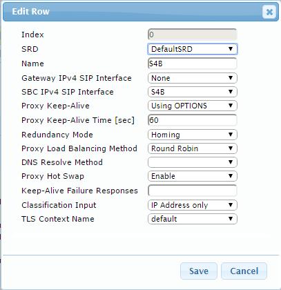 Configuration Note 4. Configuring AudioCodes E-SBC Figure 4-9: Configuring Proxy Set for Microsoft Skype for Business Server 2015 3.