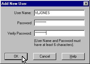 Figure 2-14. Add New User Window Type in a user name and password.