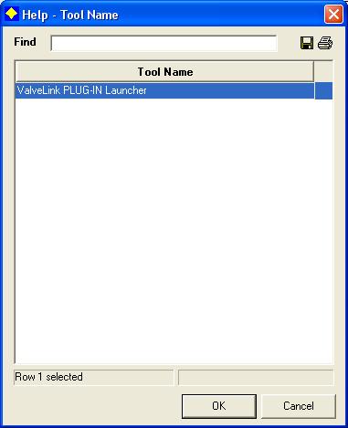 Step 4: Select ValveLink PLUG-IN Launcher from the Tool Name dialog