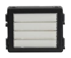 15 Outdoor stations Modules Pushbutton module, 4 rows for 4 or 8 calls Nameplate is extractable by tool without disassembling the panel. Backlight ensures clear visibility at night.