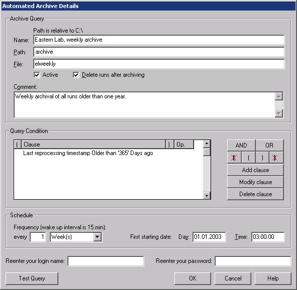 Data Security 5 Archiving and Dearchiving Figure 59 The Automated Archives dialog box Text based data: is equal, contains (wildcards) Numeric data: is equal, is greater than, is lower than, is