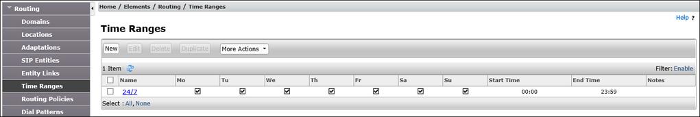 5.6. Time Ranges (Optional) Step 1 - In the left pane under Routing, click on Time Ranges. In the Time Ranges page click on New (not shown).